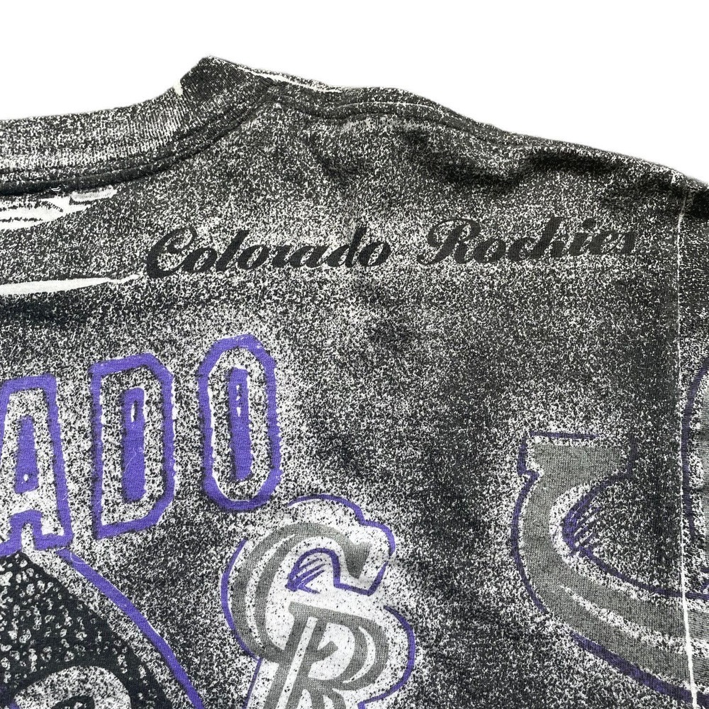 VTG 90’s Colorado Rockies MLB Baseball‎ AOP All Over Print Single Stitch Large - Picture 7 of 7
